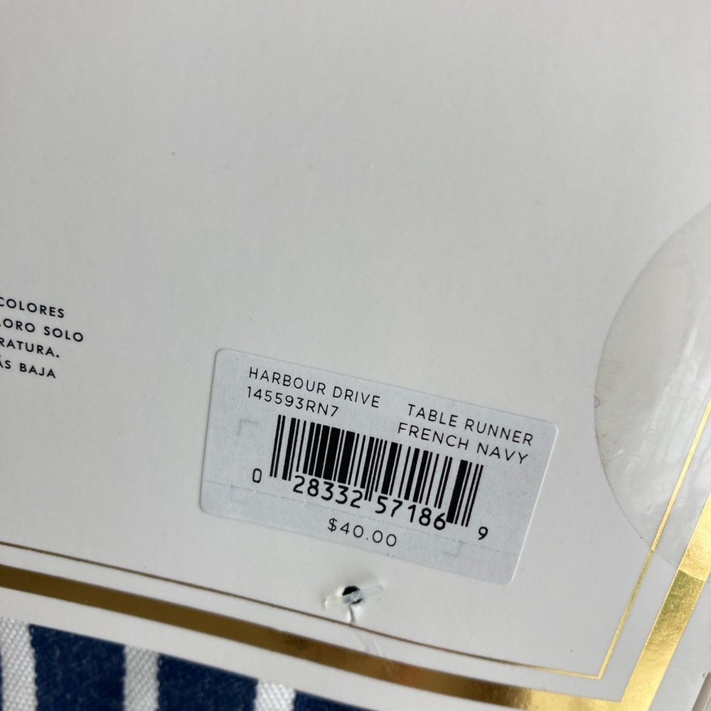 Kate Spade new york Harbour Drive Table Runner 15”x72” French Navy NWT - Picture 4 of 5